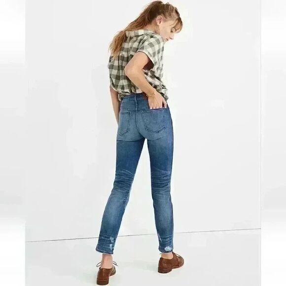 Madewell Slim Straight Distressed Jeans Size 24 - Picture 2 of 15